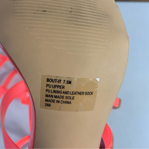 Steve madden X iggy azalea gladiator high-heel sandals neon orange, coral 7.5 - Picture 12 of 14